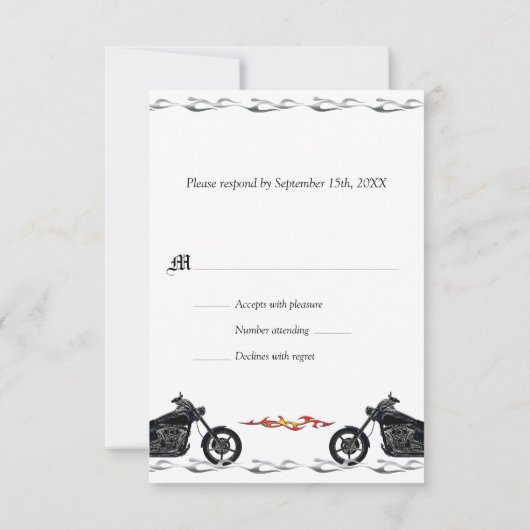 Flaming Love Biker Wedding Reply RSVP Kaartje (Achterkant)