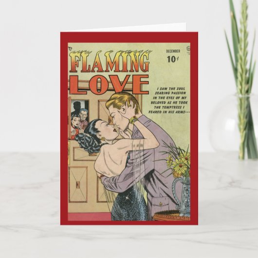 "Flaming Love"  Comic Hoesje Card Kaart (Voorkant)