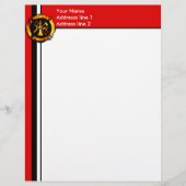 Flaming Maltese Cross Letterhead - Red Gepersonaliseerd Briefhoofd (Voorkant)