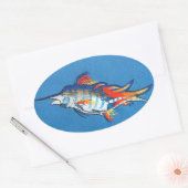 Flaming marlin ovale sticker (Envelop)