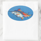Flaming marlin ovale sticker (Tas)