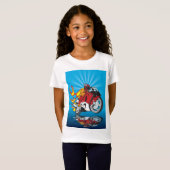 Flaming Motorcyclist Girls T-Shirt (Voorkant volledig)