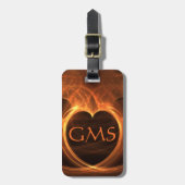 Flaming Oranje hartcontour over zwart ID Bagagelabel (Voorkant verticaal)