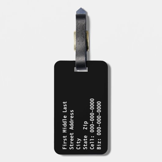 Flaming Oranje hartcontour over zwart ID Bagagelabel (Achterkant verticaal)