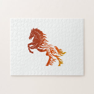 Flaming paard - Kies achtergrondkleur Legpuzzel