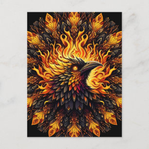 Flaming Phoenix Circular Graphic Briefkaart