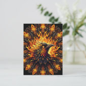 Flaming Phoenix Circular Graphic Briefkaart (Staand voorkant)
