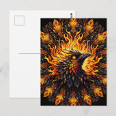 Flaming Phoenix Circular Graphic Briefkaart (Voorkant / Achterkant)