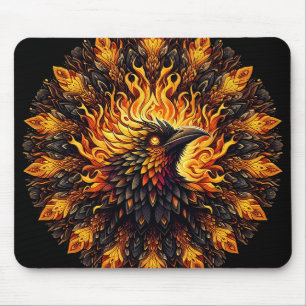 Flaming Phoenix Circular Graphic Muismat