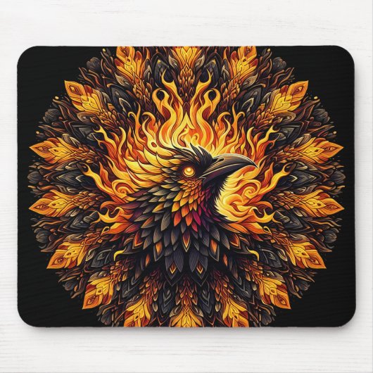 Flaming Phoenix Circular Graphic Muismat (Voorkant)