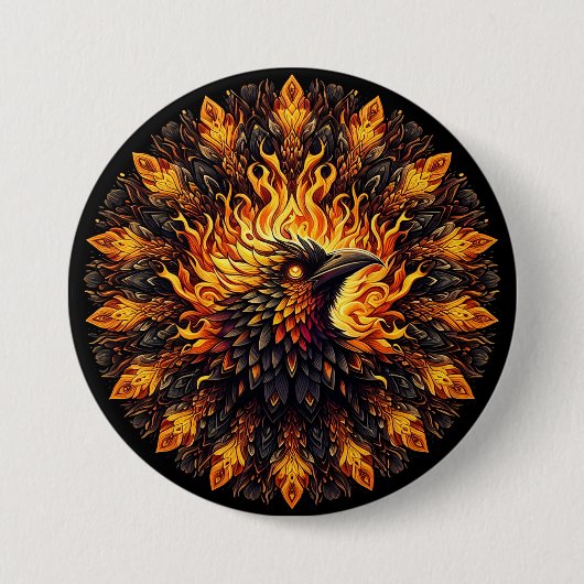 Flaming Phoenix Circular Graphic Ronde Button 7,6 Cm (Voorkant)