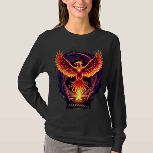 Flaming Phoenix komt op van typemachine T-shirt (Voorkant)