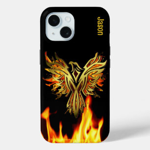 Flaming Phoenix op Black Hoesje-Mate iPhone 15 Case