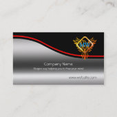 Flaming Phoenix, Red Swoosh on metallic effect Visitekaartje (Voorkant)