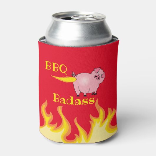 Flaming Pig Butt BBQ Badass Blikjeskoeler (Blikje Voorkant)