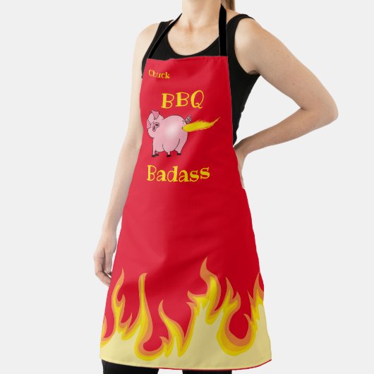 Flaming Pig Butt BBQ Badass Schort (Insitu)