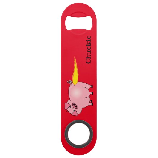 Flaming Pig Butt BBQ Badass Speed Flessenopener (Voorkant)