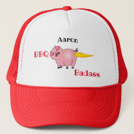 Flaming Pig Butt BBQ Badass Trucker Pet