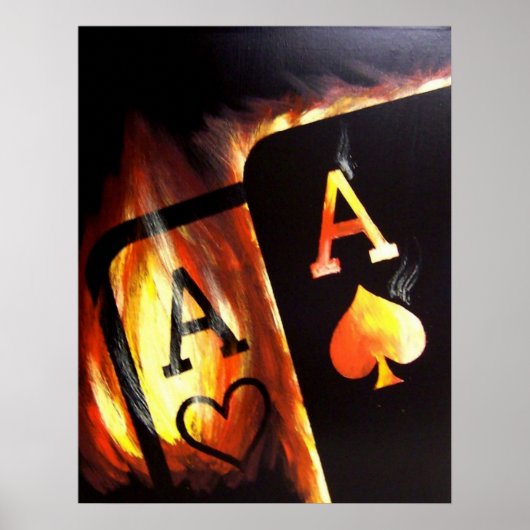 Flaming Pocket Aces Poker schilderij van Teo Alfon Poster (Voorkant)