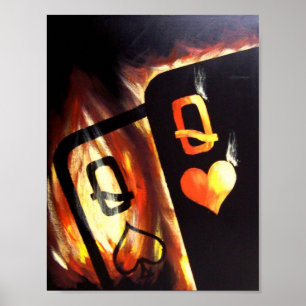 Flaming Pocket Queens Poker poster van Teo Alfonso