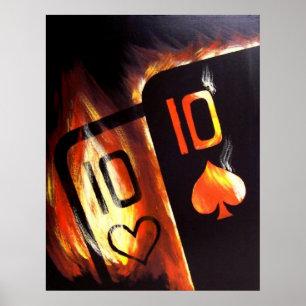 Flaming Pocket Tens Poker Poster door Teo Alfonso