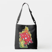 Flaming Psychedelic Mushroom Illustratie Kunst Crossbody Tas (Achterkant)