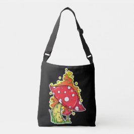 Flaming Psychedelic Mushroom Illustratie Kunst Crossbody Tas