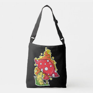 Flaming Psychedelic Mushroom Illustratie Kunst Crossbody Tas