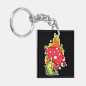 Flaming Psychedelic Mushroom Illustratie Kunst Sleutelhanger (Voorkant Links)