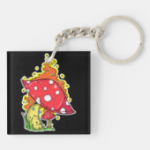 Flaming Psychedelic Mushroom Illustratie Kunst Sleutelhanger (Achterkant)