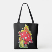 Flaming Psychedelic Mushroom Illustratie Kunst Tote Bag (Achterkant)