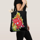 Flaming Psychedelic Mushroom Illustratie Kunst Tote Bag (Dichtbij)
