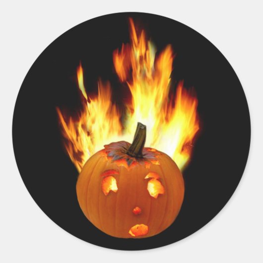 Flaming Pumpkin Ronde Sticker (Voorkant)