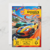 Flaming Race Auto Verjaardagsfeest Kaart (Voorkant)