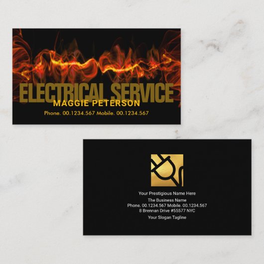 Flaming Red Electrical Lightning Wave Electricia Visitekaartje (Voorkant / Achterkant)