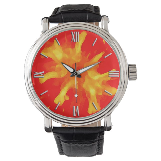Flaming red pop art tomato horloge (Voorkant)