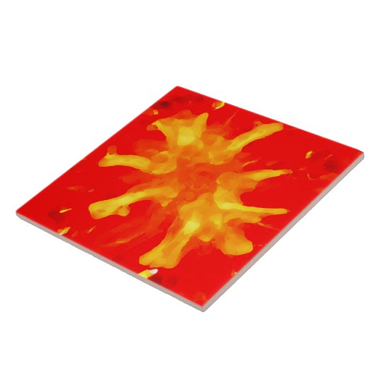 Flaming red pop art tomato tegeltje (Zijkant)