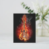 Flaming rock guitar briefkaart (Staand voorkant)