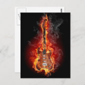 Flaming rock guitar briefkaart (Voorkant / Achterkant)