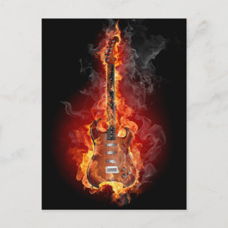 Flaming rock guitar briefkaart
