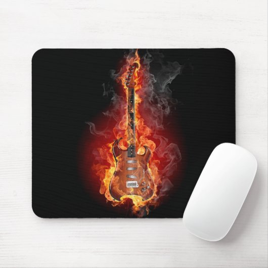 Flaming rock guitar muismat (Met muis)