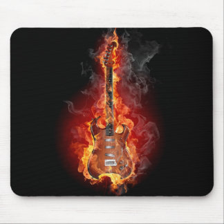 Flaming rock guitar muismat