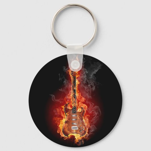 Flaming rock guitar sleutelhanger (Voorkant)
