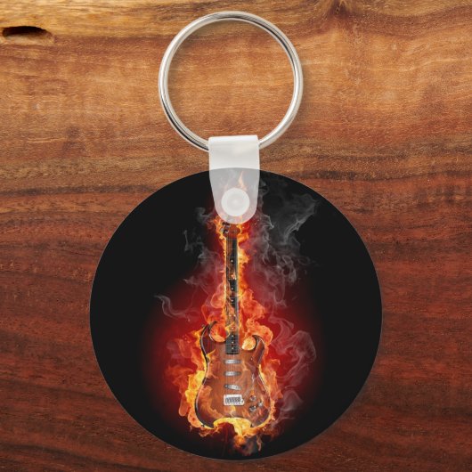 Flaming rock guitar sleutelhanger (Voorkant)