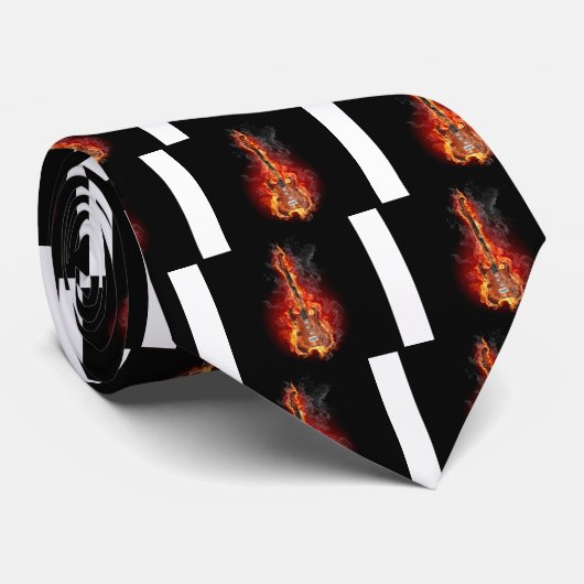 Flaming rock guitar stropdas (Opgerold)