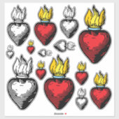Flaming Sacred Heart 14" x 14" Sheet Sticker (Vel)
