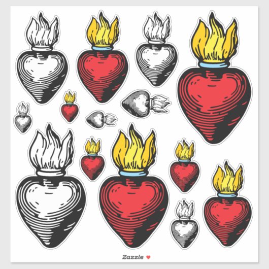 Flaming Sacred Heart 14" x 14" Sheet Sticker (Vel)