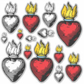 Flaming Sacred Heart 14" x 14" Sheet Sticker (Voorkant)
