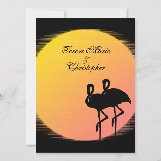 Flaming Setting Sun Evening Wedding Kaart (Achterkant)