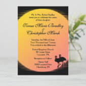 Flaming Setting Sun Evening Wedding Kaart (Staand voorkant)